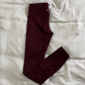 Lululemon Burgundy Leggings with Crushed Velvet
